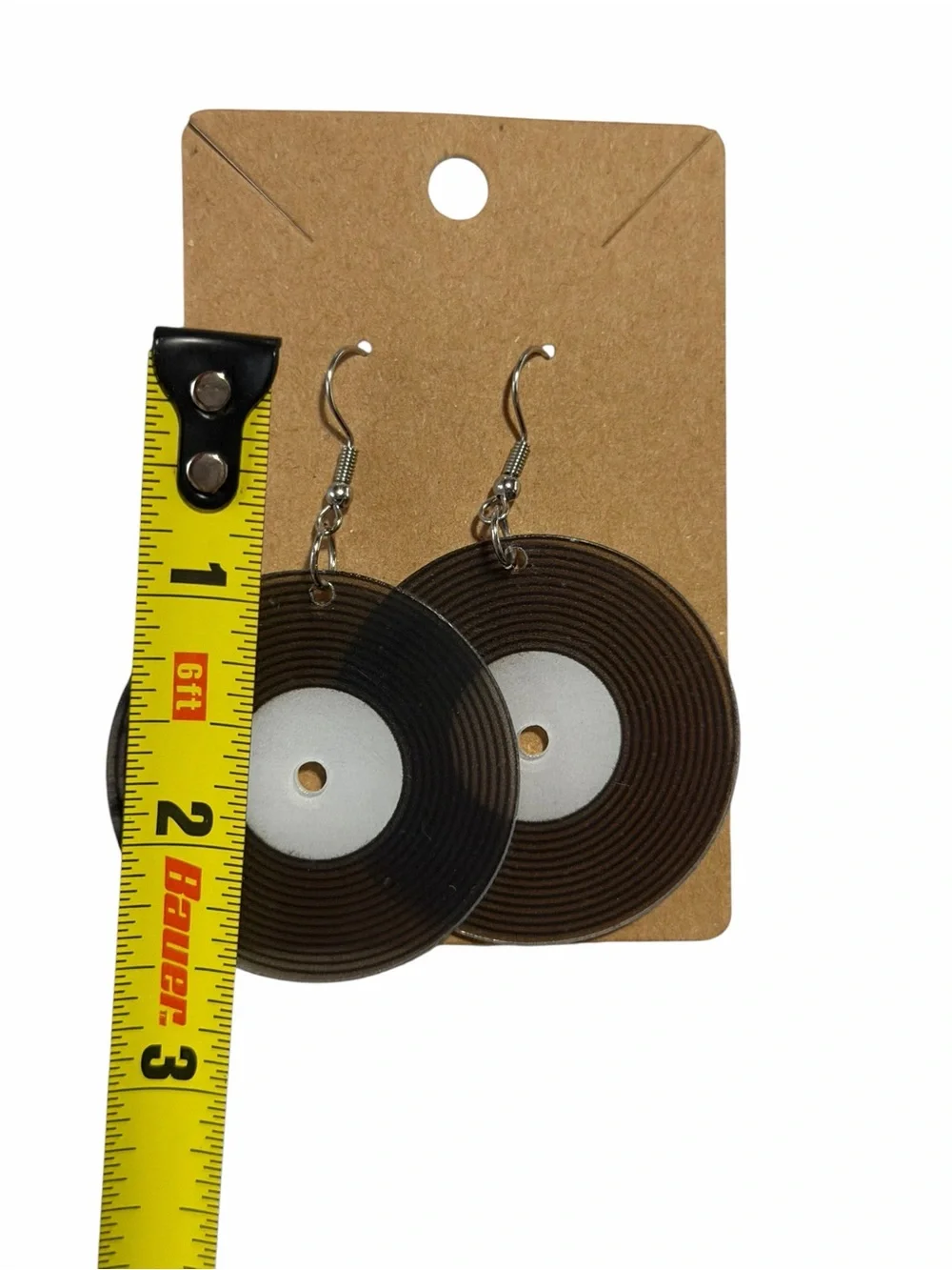 Black Vinyl Record Dangle Earrings - Stylish Music-Themed Jewelry